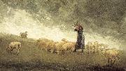 Winslow Homer Shepherdess still control the sheep oil